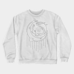 whale and dolphin above the crescent moon Crewneck Sweatshirt
